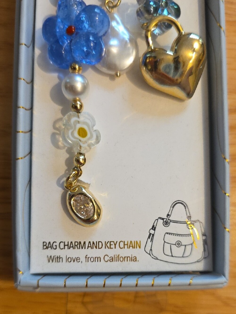 eye candy Blue & White Beaded Key or Bag Charm - Picture 3 of 4